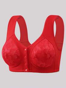3 Peças/Pacote Sutiã Com Fechamento Frontal Sem Arame, Confortável, Com Decoração de Renda Para Mulheres
