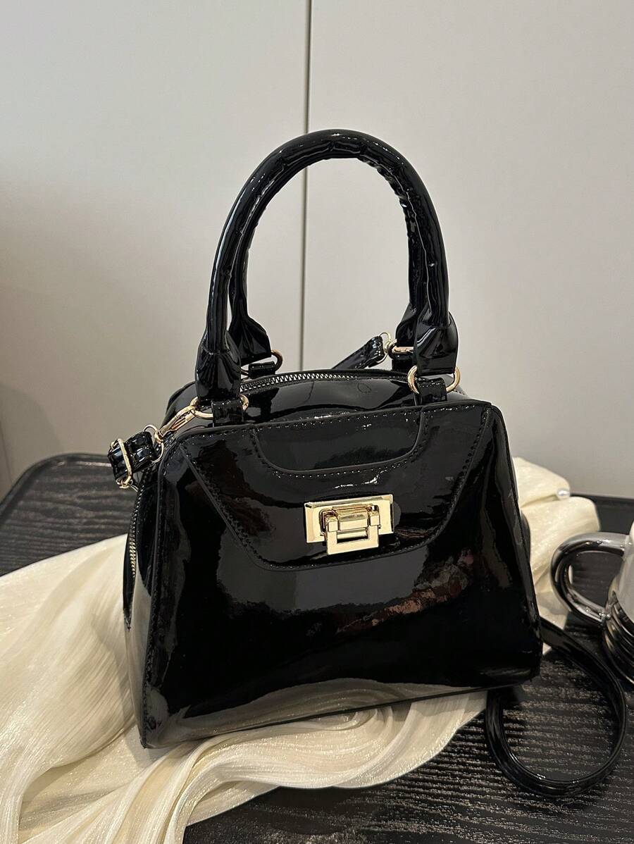 Un bolso de mano brillante de moda para mujer, con correa de hombro ajustable, bolso cruzado casual, de gran capacidad y diseño sencillo, apto para uso diario de la mujer