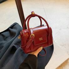 New Autumn And Winter Solid Color Handbag Niche Design Fashionable Letter Versatile Crossbody Bag Classic Atmospheric Adjustable Shoulder Strap Shoulder Bag Suitable For Dating, Going Out Shopping And Commuting. - Burgundy - View 7