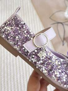 Zapatos de bailarina tipo Mary Jane para niñas pequeñas y bebés, zapatos de vestir con cierre deslizante para escuela y fiestas - Morado - Ver 6