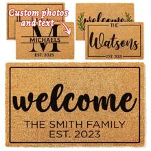 1 件定制迎宾门垫，带姓氏和 6 种母亲节设计，个性化门垫，乔迁礼物 - 带防滑底部的门垫，定制门垫，户外室内入口家居浴室装饰夏季