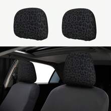 1 pieza Funda elástica para reposacabezas de coche de seda de hielo con estampado de leopardo, ligera, transpirable, resistente a la suciedad y al desgaste, adecuada para uso universal - Unitalla - Ver 3