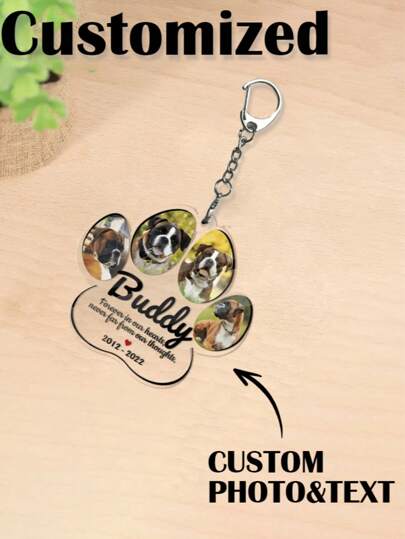 1pc Personalized Dog/Cat Animal Portrait PC (Polycarbonate) Keychain, Suitable For All Seasons