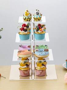 Suporte Redondo Acrílico para Exposição de Bolos, Expositor Multiandares para Sobremesa e Alimentos para Casamento, Festa de Aniversário