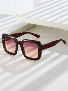 1 pieza Gafas de estilo vintage de colores en bloque cuadradas unisex, para el estilo de vida callejero Y2K. Gafas casuales para el verano, la playa, al aire libre y los viajes