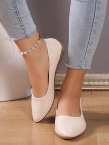 Soft-Sole Comfortable Low-Heel Women's Summer Slip-On Shallow Flat Casual Shoes, Gentle Flat Pumps, Suitable For Plus Size, Non-Tiring Mother Shoes