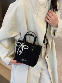 New Versatile Niche Solid Color PU Leather Handbag With Pendant, Fashion Small Outdoor Travel Vacation Square Bag, Lightweight Simple Street Shopping Crossbody Bag, Versatile Modern Business Commuting Women Shoulder Bags For Daily Office Use - Multicolor - View 4