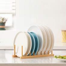 Estante multiusos de bambú, puede almacenar platos, tazones, tazas, libros, tapas de ollas, tablas de cortar, estante de secado, estante de escurrido, estante de almacenamiento, adecuado para gabinetes de cocina (mantener seco) - Marrón - Ver 8