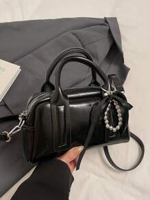 Women's Bag, High-Quality Shoulder Bag, 2025 Fashionable Crossbody Bag, Simple Small Square Bag+Hanging Decoration