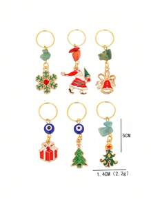 6pcs Boho Ladies Hair Ring Y2K Punk Hair Accessories Fringe Metal Christmas Tree Pendant Hair Buckle Dreadlocks Hair Buckle Dark Wind Halloween Accessories Christmas Gift Party Accessories