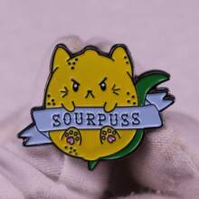 Sour Lemon Cat Brooch - Silver - View 3