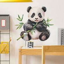 1 buc autocolant de perete cu panda național din bambus pictat, autocolant de perete cu imprimeu din PVC cu desene animate, decal decorativ de perete, autocolant, decal de perete, decal vinil pentru decorarea casei, articole de decor de primăvară care vă reîmprospătează casa, autocolante decorative Rama