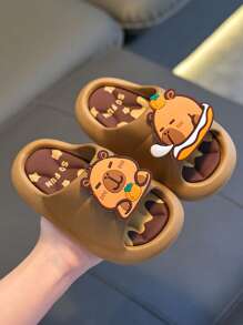 1 Pair Kids Summer PVC Indoor Slippers With Cute Animal Capybara Design - Brown - View 2