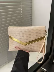 Bolso de sobre con relieve en colores contrastantes, bolso de muñeca simple y personalizado, adecuado para compras, carteras, compras, mujeres jóvenes, estudiantes universitarios, recién llegados y trabajadores de cuello blanco. Son muy apropiados para oficinas, universidades, trabajo, negocios, ir al trabajo, actividades al aire libre, viajes y salidas.