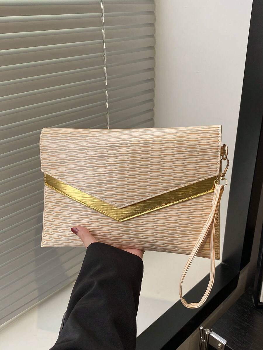 Bolso de sobre con relieve en colores contrastantes, bolso de muñeca simple y personalizado, adecuado para compras, carteras, compras, mujeres jóvenes, estudiantes universitarios, recién llegados y trabajadores de cuello blanco. Son muy apropiados para oficinas, universidades, trabajo, negocios, ir al trabajo, actividades al aire libre, viajes y salidas.