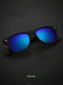 2pcs Fashion Rivet Reflective Unisex Polarized Retro Square Fashion Glasses
