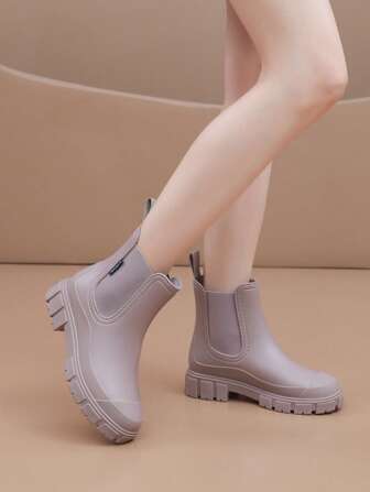 女士新款弹力口雨靴，中筒雨鞋，切尔西防水防滑户外中筒靴