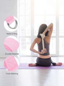 1 pièce Sangle de yoga/bande de résistance Pilates (Longueur: 182,5 cm), boucle en métal à double anneau en D réglable. Pour le yoga, le Pilates, la danse, l'entraînement en salle de gym, la bande d'étirement. Noir/rouge rose/rose/violet. Bande d'étirement pour le fitness, l'équilibre, l'ouverture des épaules. Accessoire de yoga, perte de poids, entraînement/fitness, sport, équipement de gym, équipement d'exercice, bandes de résistance, Pâques, cadeau pour les femmes, cadeaux pour la meilleure amie