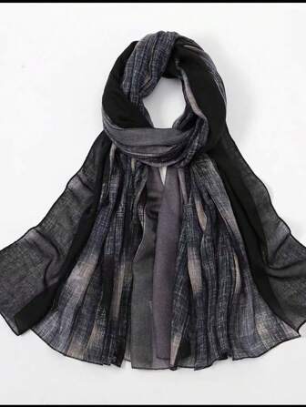 1pc Simple Gradient Multi-Color Scarf, Fashion Polyester Warm Geometric Versatile Headscarf For Women, Autumn/Winter