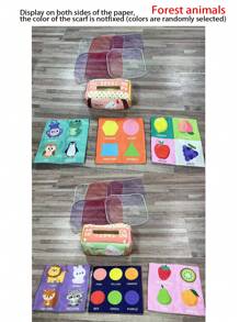 1 套婴儿玩具 - 纸巾盒玩具蒙特梭利婴儿柔软填充高对比度皱纹婴儿感官玩具，含 3 张音纸和 6 条围巾，男孩和女孩儿童早期学习礼物（配件颜色随机） - 查看 10