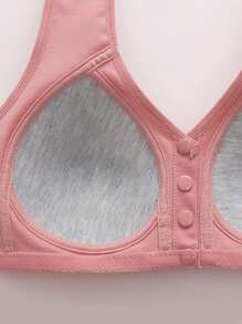 3 Peças/Pacote Sutiã Com Fechamento Frontal Sem Arame, Confortável, Com Decoração de Renda Para Mulheres