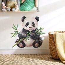 1 buc autocolant de perete cu panda național din bambus pictat, autocolant de perete cu imprimeu din PVC cu desene animate, decal decorativ de perete, autocolant, decal de perete, decal vinil pentru decorarea casei, articole de decor de primăvară care vă reîmprospătează casa, autocolante decorative Rama