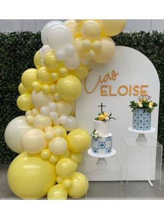 76pcs 5/10/18 Inches White & Yellow Colorful Balloons Pastel Macaron Balloon Garland Arch Kit Assorted Rainbow Colors Balloon For Birthday Wedding Party Supplies,Christmas
