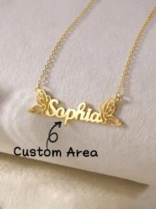 Uma Peça Colar Personalizado com Pingente de Borboleta - Elegante e Adorável Pingente Personalizado com Corrente Delicada, Adequado para Uso Diário e Festas, Presente Personalizado | Pingente Personalizado | Design Delicado, Colar Decorativo com Borboleta, Multifuncional, Ornamental, Letra, Estiloso, Moderno, Colorido, Fofo, Casual, Personalizado, Único, Presente Ideal para Ele, Presente Ideal para Ela