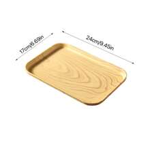 Rectangular Plastic Tray With Faux Wood Grain, Suitable For Tea Cup, Dining Plate, Water Glass, Fruit Platter, Home Use - Wood Grain Multicolor - View 11