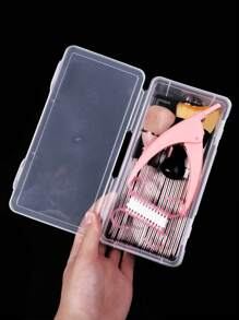 1pc Rectangular PP Plastic Box, Deepening Tool Storage, Nail Art Sand Strip, Nail Art Pen Storage Box, Phototherapy Pen Sponge Rubbing Storage Box, Portable Transparent Long Strip Box, Rectangular Jewelry Storage Box, Nail Piece Storage Box, Stackable - Clear - View 4