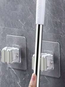 6pcs/Set Creative Mop Holder Wall-Mounted Hooks, Suitable For Hanging & Storing Mops, Brooms, Ideal For Bathroom, Kitchen, Garden, Cleaning Tool Organization (6/4/3/2/1pc, Random Color)