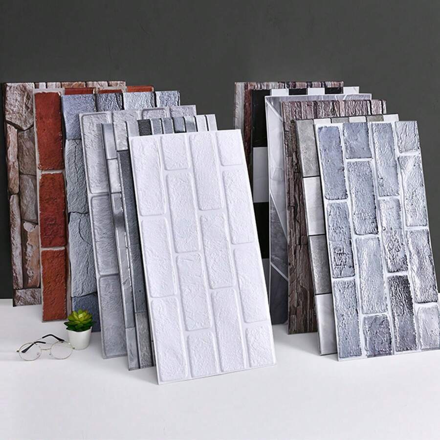 1 件复古 3D 砖墙贴纸自粘墙纸，防水防潮，工业风格背景礼物生日毕业房间装饰家居装饰墙壁装饰浴室装饰卧室装饰房间装饰用品客厅装饰房屋装饰家居装饰客厅墙壁艺术墙纸贴纸墙贴 - 彩色 - 查看 1