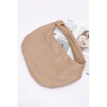 Embossed Faux Leather Big Hobo Bag - Burgundy - View 4