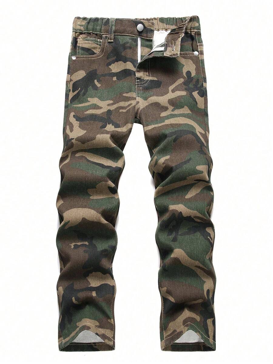 Tween Boy Camouflage Military Training Straight-Leg Casual Jeans - Multicolor - View 1