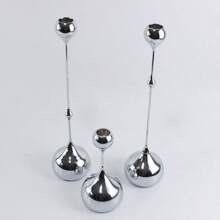 3 件套现代简约金属烛台 - 黑色、金色和镀铬饰面 | 优雅的泪珠设计，适用于婚礼装饰、餐桌、烛光晚餐、家居装饰、节日、圣诞节、开斋节礼物