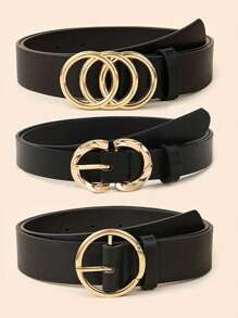 1/3 pièces Ceinture de taille mode minimaliste polyvalente pour femmes, ceinture de pantalon/robe classique avec boucle en métal triple/double/simple, accessoire de taille élégant de couleur unie pour le port quotidien au bureau, l'été, l'école, l'automne, Halloween