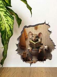 2 件 3D 效果个性化老鼠洞贴纸墙贴阅读老鼠可爱动物贴纸家居装饰防水防潮自粘无残留壁纸、贴纸、墙贴、家居装饰乙烯基贴花、春季装饰给你的家一个新面貌、装饰贴纸礼物生日毕业房间装饰墙面装饰浴室装饰卧室装饰房间装饰用品客厅装饰房屋装饰家居装饰客厅墙壁艺术墙纸 - 彩色 - 查看 3