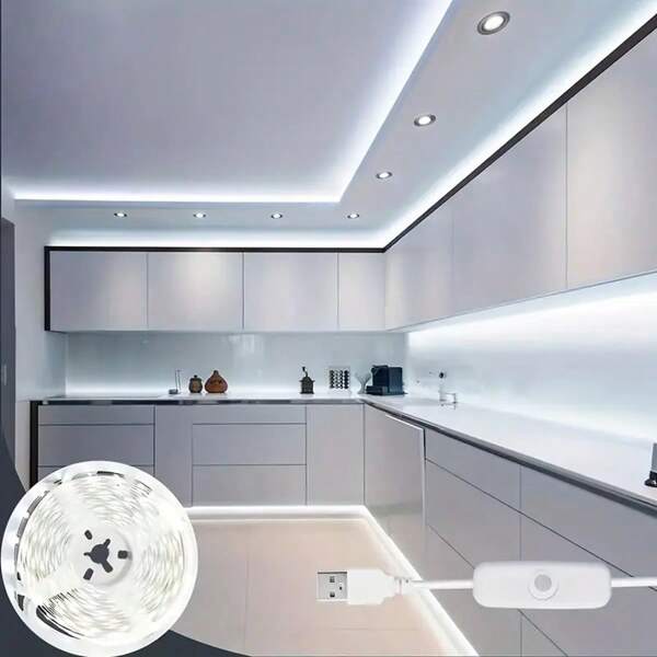 Faixa de luz LED RGB de 30 a 3 pés, alimentada por USB com interruptor integrado, iluminação branca quente/branca fria, fácil instalação para quarto, armário, iluminação de cozinha, decoração de casa faça você mesmo, faixa de luz LED para quarto
