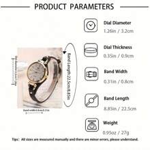 4pcs/Set Women's Fashion Quartz Watch With Rhinestones + Black Butterfly Jewelry Set - Black - View 3