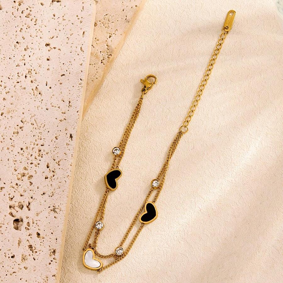 1pc/5pcs Stainless Steel Dainty Diamond-Studded Tree Of Life Bracelet For Women, Minimalist Style