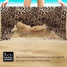 1 pièce Serviette de plage en microfibre imprimée léopard, serviette de plage séchage rapide dessin animé, serviette de bain absorbante, design imprimé numériquement, convient pour la plage, l'hôtel, la baignade, les sports de plein air, grande taille, été, vacances, accessoires de salle de bain, articles de voyage, accessoires de plage