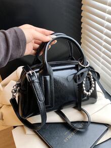 Women's Bag, High-Quality Shoulder Bag, 2025 Fashionable Crossbody Bag, Simple Small Square Bag+Hanging Decoration
