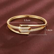 1 pieza Brazalete para mujer de doble capa con diseño de línea simple y circonita cúbica