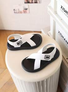 Boys' Summer Sandals, Brown Minimalist Style Kids Sandals, White Toddler Sandals