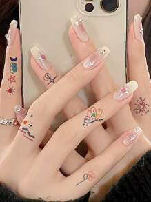 夏季迷你小图彩色纹身贴纸高级手指多巴胺可爱彩绘贴纸