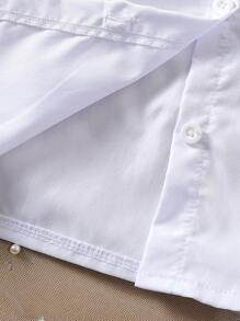 Young Girls Casual Fashion Lapel Beaded Top + Fashionable All-Match Solid Color Skirt Two Pieces Set - White - View 5