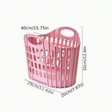 1pc Foldable Laundry Basket, Multifunctional Portable Dirty Clothes Storage, Large Capacity Storage Basket, Space Saving, Pink/Blue/Gray