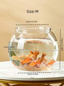 1 件透明亚克力水族箱鱼缸，客厅桌面微景观装饰，家用斗鱼鱼缸