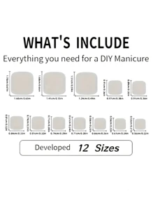 48Pcs Medium Square Hand & Toe Press On Nails Set, White French Tips With Blue Polka Dot Floral Design, Fresh And Style, Perfect For Daily Wear And Vacation, Includes Nail File And Jelly Gel, Effortlessly Create Simple And Elegant Nails