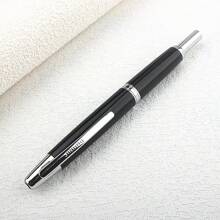 新款金豪10按压式钢笔，可伸缩F尖，金属哑光黑笔身，带墨水转换器，学生礼物